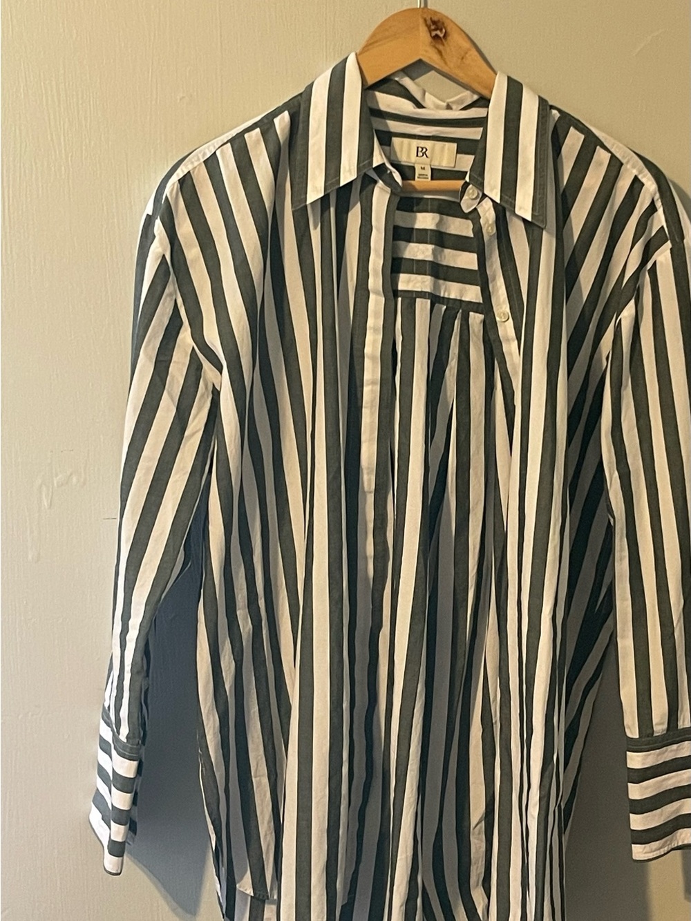 Banana Republic Black and White Vertical Stripe Button-Down Shirt